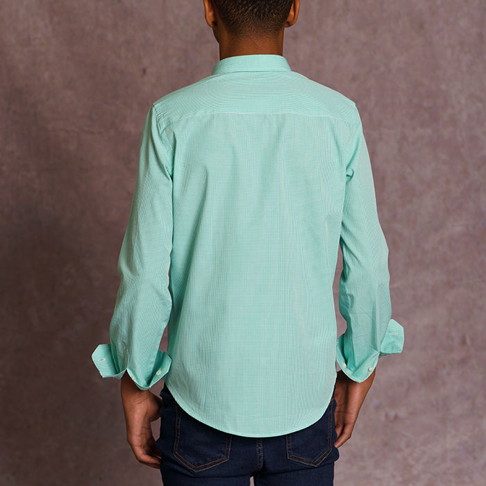 Espalda de la camisa para niños 6 a 14 años de algodón verde