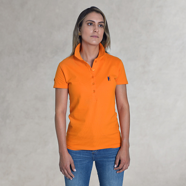 Women's slim fit polo shirt orange MasaiMan Ivory Coast Orange