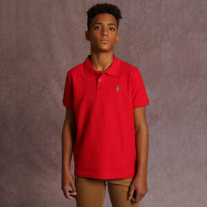 Boy's red cotton pique polo shirt MasaiMan Red Marrakech