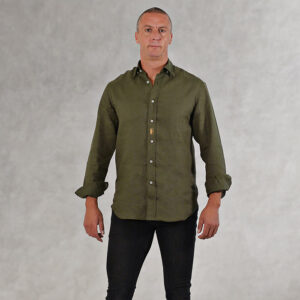 Men's khaki green MasaiMan Linen Safari Shirt