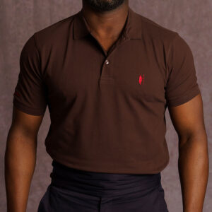 Men's slim fit cotton polo shirt brown Masaiman Brown Congo
