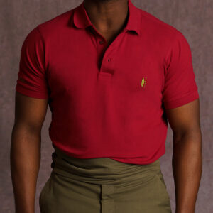 Men's slim fit cotton polo shirt red Masaiman Red Marrakech